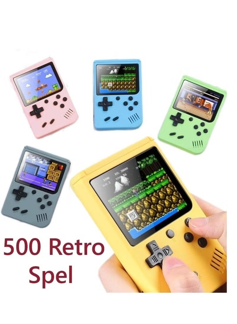 SHOPI وحدة ألعاب محمولة ريترو – 500 في 1 جهاز ألعاب كلاسيكي محمول 8 بت مع شاشة LCD بحجم 3.0 إنش، بطارية قابلة للشحن مدمجة ومخرج تلفزيون - Image 2