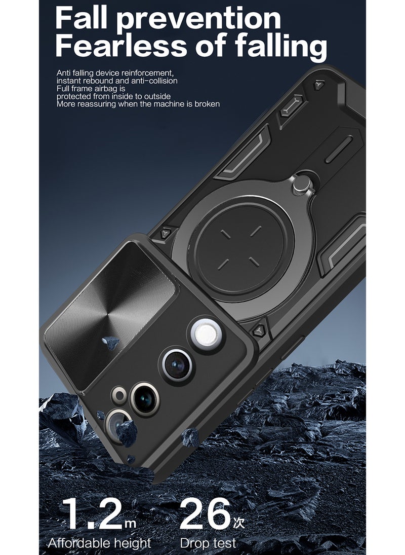 Case for VIVO V40 5G / V40 Pro 5G with Sliding Camera Cover, Kickstand, PC+TPU Dual-Layer,Blue - Image 4