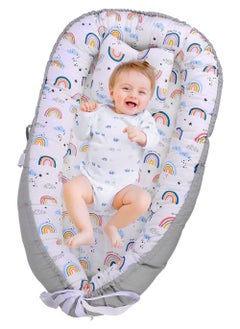 Baby Nest, 90x50cm Baby Nest Pod for Newborn, Soft Sleeping Cribs Cuddle Pads with Pillow, 100% Cotton Swaddling Wrap for Newborn u0026 Babies
