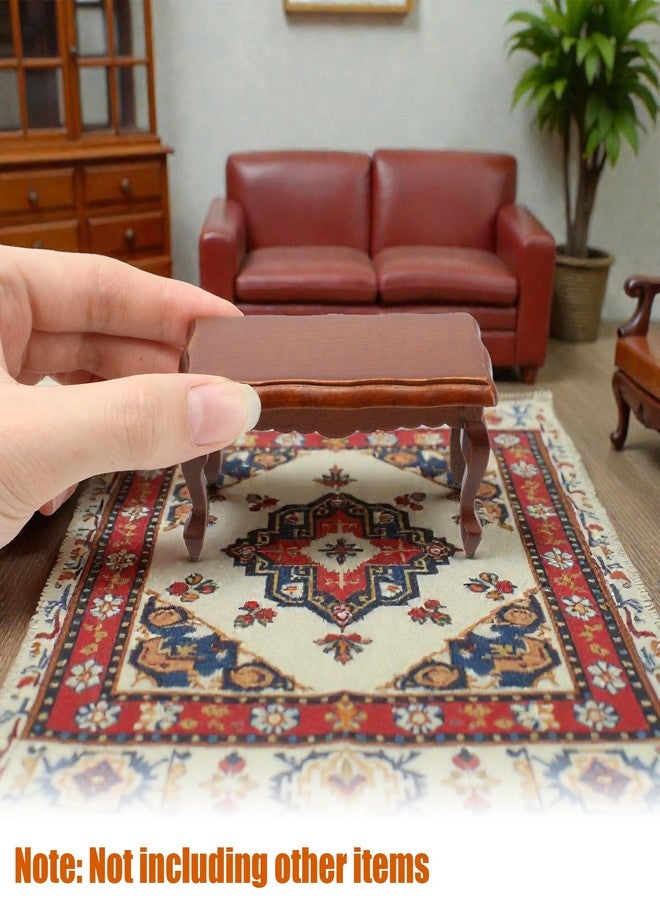 KH866 Miniature Coffee Tea Table 1:12 Furniture End Table for Doll House Long Side Table Room Ornaments Living Room Bedroom Library Scene Decoration Accessories (Brown) - Image 4