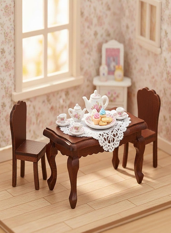 KH866 Miniature Coffee Tea Table 1:12 Furniture End Table for Doll House Long Side Table Room Ornaments Living Room Bedroom Library Scene Decoration Accessories (Brown) - Image 5