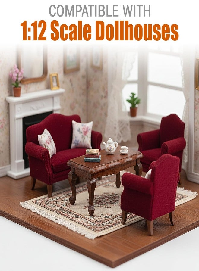 KH866 Miniature Coffee Tea Table 1:12 Furniture End Table for Doll House Long Side Table Room Ornaments Living Room Bedroom Library Scene Decoration Accessories (Brown) - Image 3