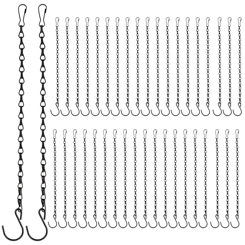 MOUYAT 40 Pack 10 Inch Black Plant Hanging Chains Heavy Duty Hanging Basket Chains with Hooks Plant Hanger Extender Chain for Baskets Bird Feeder Wind Chime - Image 2