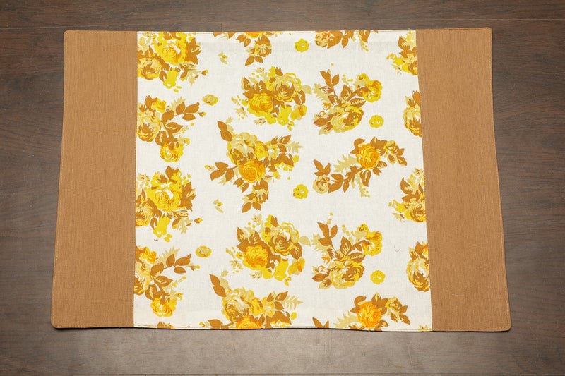 Dekor World Floral Printed Yellow Table Cover with Place Mat (Pack of 5) - Image 5