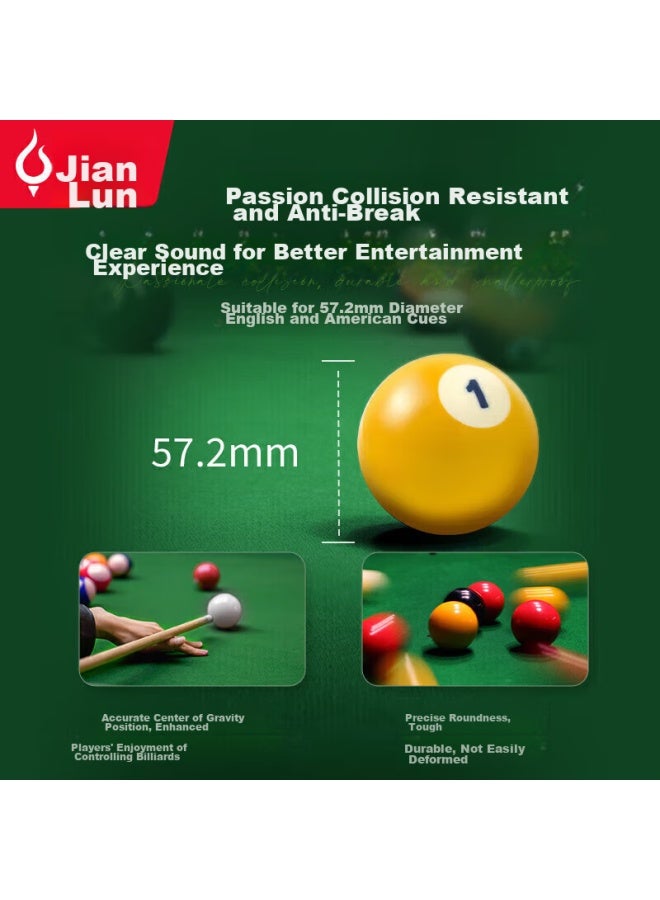 Jeeanlean Jianlun Billiard Balls, Black 8 Pool Balls, Chinese Large Size Balls, 16 Colorful Crystal Balls, American Pool Table Accessories, 57.2mm, Jl-tq03 - Image 4