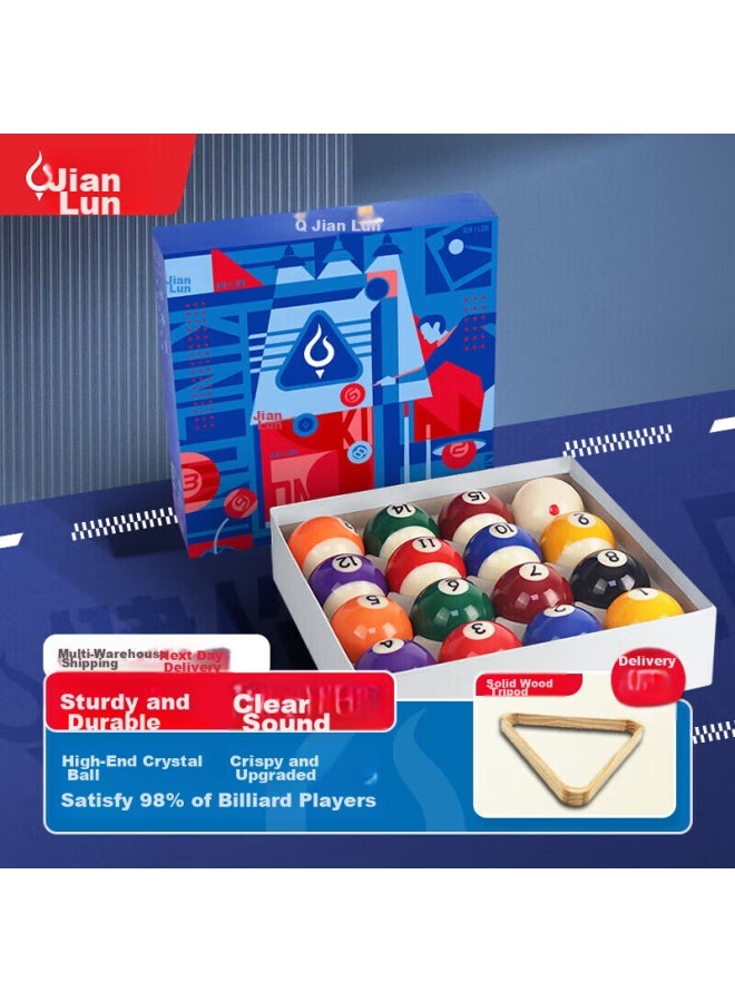 Jeeanlean Jianlun Billiard Balls, Black 8 Pool Balls, Chinese Large Size Balls, 16 Colorful Crystal Balls, American Pool Table Accessories, 57.2mm, Jl-tq03 - Image 1