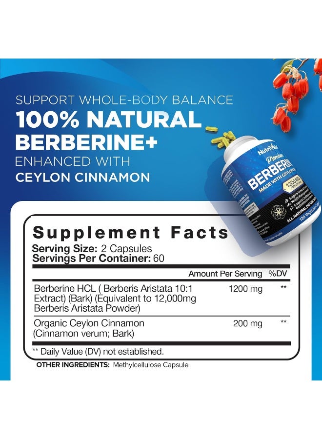 Nutrivein Nutrivein Premium Berberine Capsules (1200mg, 120 Pieces)  - Image 2