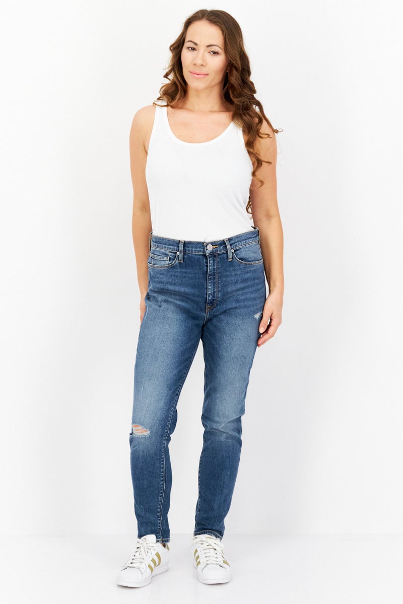 Hudson Women Skinny Fit Stretchable Ripped Jeans, Mid Wash - Image 3
