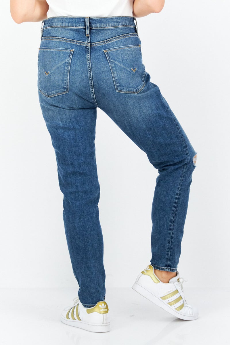 Hudson Women Skinny Fit Stretchable Ripped Jeans, Mid Wash - Image 2