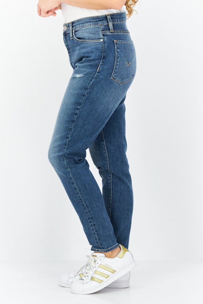 Hudson Women Skinny Fit Stretchable Ripped Jeans, Mid Wash - Image 4