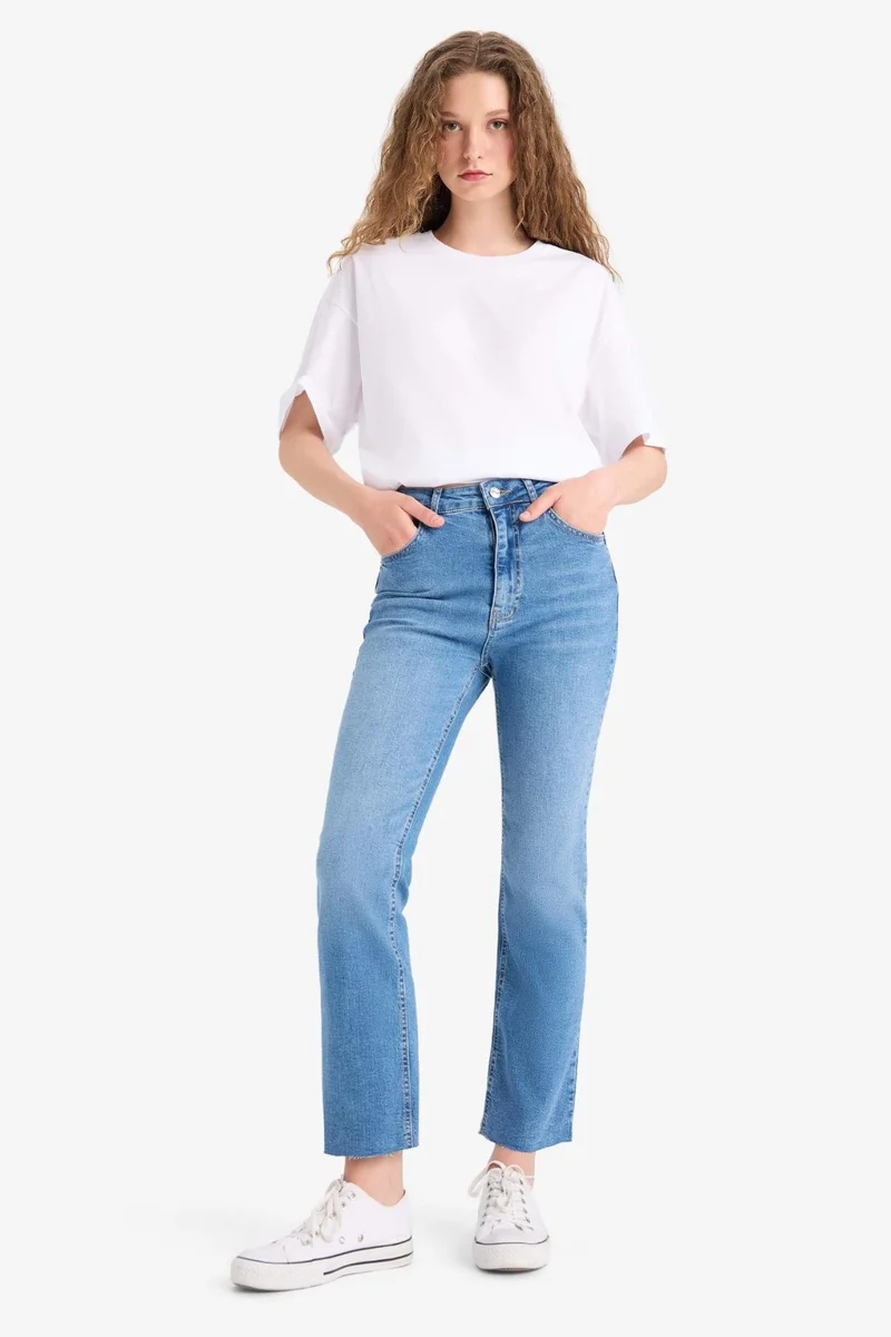 DeFacto Crop Flare Fit High Waist Ankle Length Jeans