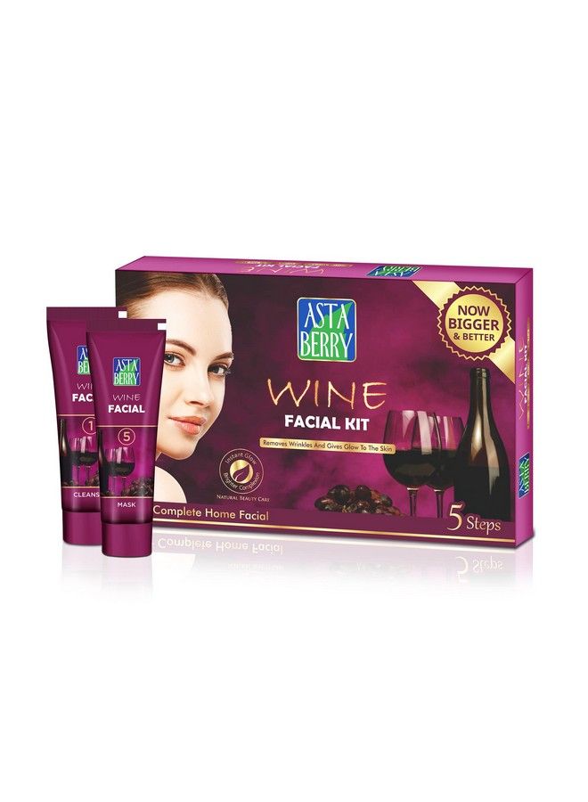 Wine Mini Facial Kit 5 Step For Skin Brightening; Ultimate Glow; Removes Wrinkle & Dark Spot; Restores Skin Nutrients; Reduced Pigmentation; For Women 100 Gm