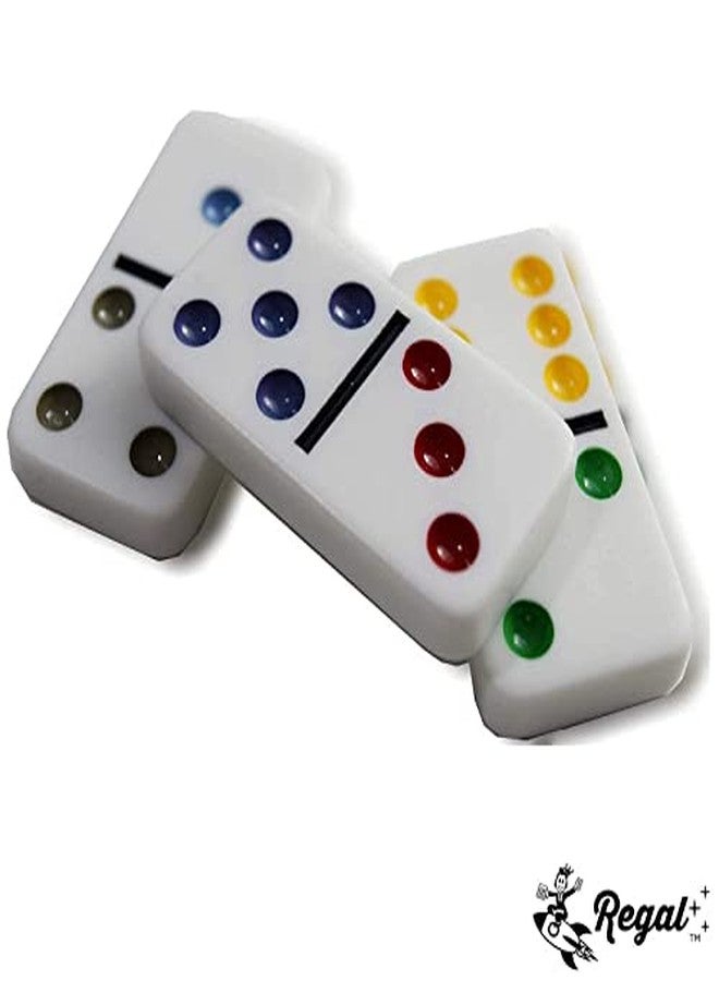 Regal Games Double 6 Dominoes Set for Adults & Kids - Classic Domino Game with 28 Tiles Colored Dots - 2 or 4 Player Games & Ideal for Family Fun Game Night and Travel (Pack of 3) - Image 2