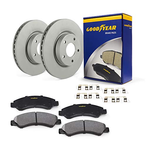 Goodyear Brakes PRK42662F | Front Premium Brake Kit with Pair (2) of AntiOx Coated Brake Rotors and Ceramic Brake Pads fits Chrysler 300 21-05; Dodge Challenger 20-09, Charger 21-06, Magnum 08-05 - Image 1