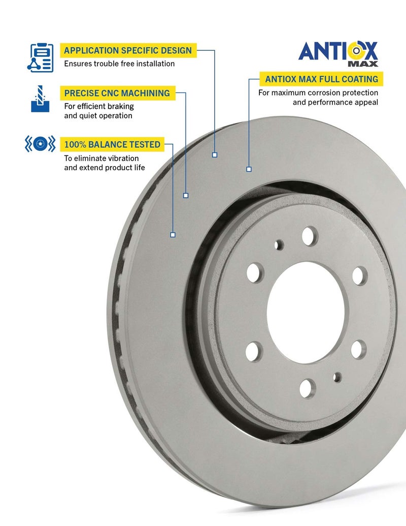Goodyear Brakes PRK42662F | Front Premium Brake Kit with Pair (2) of AntiOx Coated Brake Rotors and Ceramic Brake Pads fits Chrysler 300 21-05; Dodge Challenger 20-09, Charger 21-06, Magnum 08-05 - Image 5