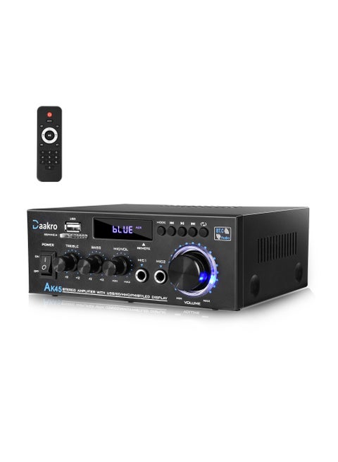 Stereo Audio Amplifier, 2 Channel Wireless Bluetooth Receiver Home Theater Amplifier Remote Control System Home Amplifiers Bluetooth Audio Receiver Home Theater System for FM Radio, USB, SD Card