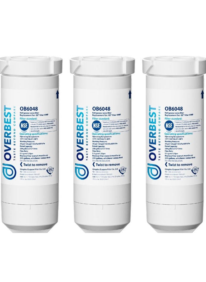 Overbest XWF Replacement for GE XWF Refrigerator Water Filter, Pack of 3 - Image 1