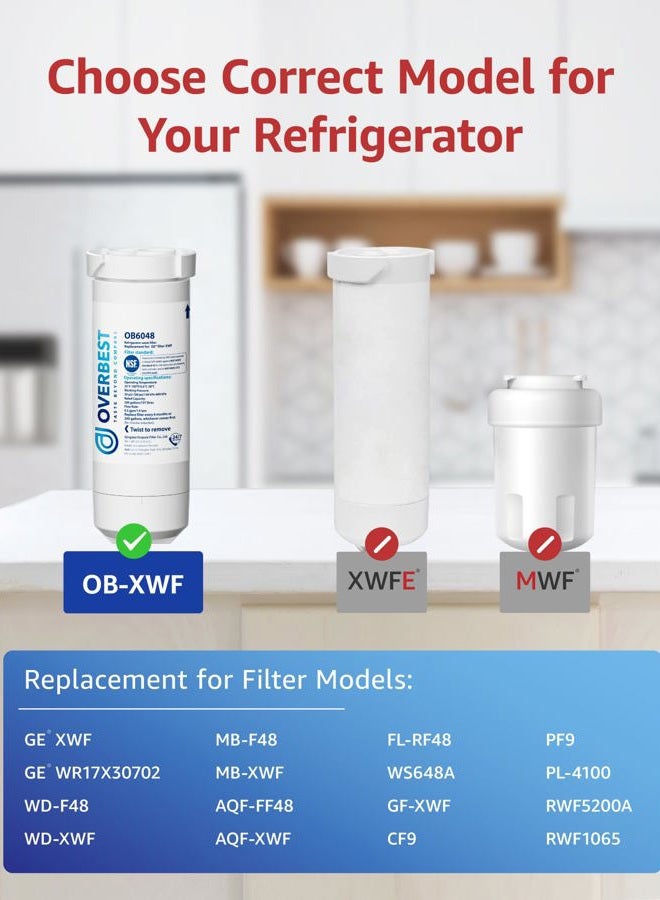 Overbest XWF Replacement for GE XWF Refrigerator Water Filter, Pack of 3 - Image 2