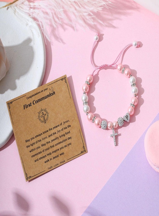 AULSIEY 1st Communion Gifts for Gals, First Communion Initial A Cross Bracelet Religious Christian Gifts Catholic Easter Faith Confirmation Bless Gift for Daughter Niece Goddaughter (A) - Image 5