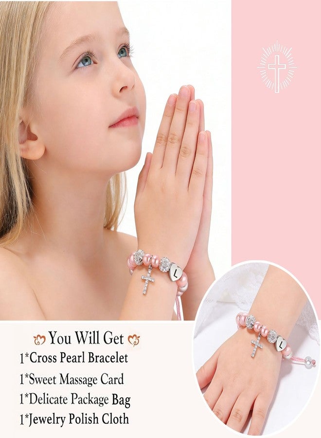 AULSIEY 1st Communion Gifts for Gals, First Communion Initial A Cross Bracelet Religious Christian Gifts Catholic Easter Faith Confirmation Bless Gift for Daughter Niece Goddaughter (A) - Image 4
