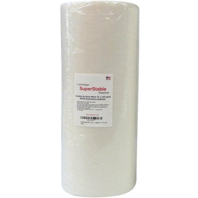 INVISIBLE NOSHOW MESH STABILIZER 15 OZ CUTAWAY FOR EMBROIDERY MACHINES145INCH X 100YARD ROLL SUPERSTABLE LIGHTWEIGHT CUT AWAY MACHINE STABILIZERS BACKING MADE IN USA WHITE