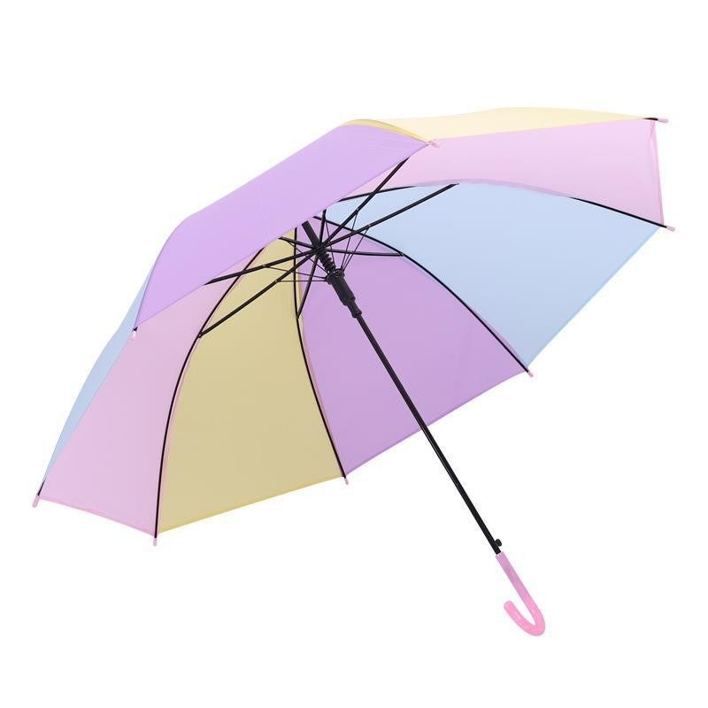 Stock Available White Color Eco-Friendly Automatic Rain Umbrella Disposable Creative Internet Celebrity Umbrella Street Stall Macaroon Rainbow 