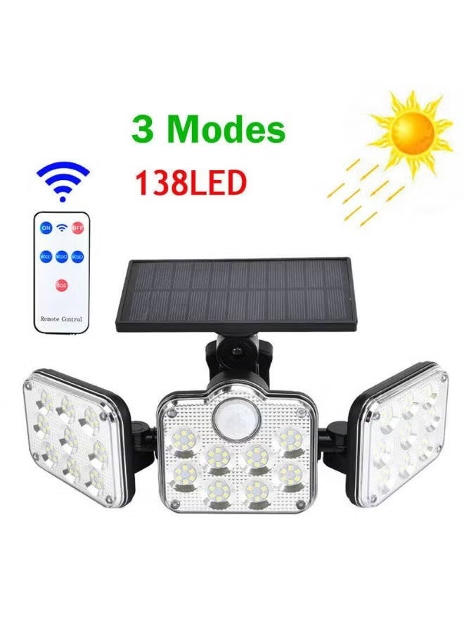 YelaJoy LED Solar Light, 138 LED Solar Light Outside with Motion Detector，Flood Light, Ip65 Waterproof,  270 Lighting Angle Solar Wall Light for Garden - Image 1