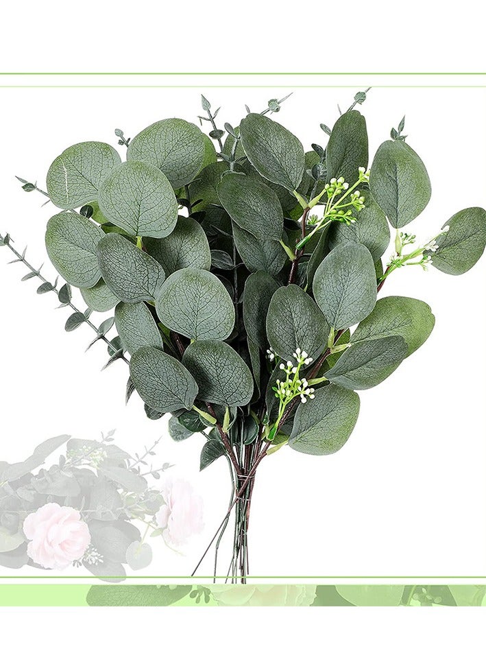 Generic Artificial Eucalyptus Leaves Eucalyptus Leaves Green Fake Silver Dollar Tree Stems Wedding Holiday Green Bouquet Decoration - Image 1