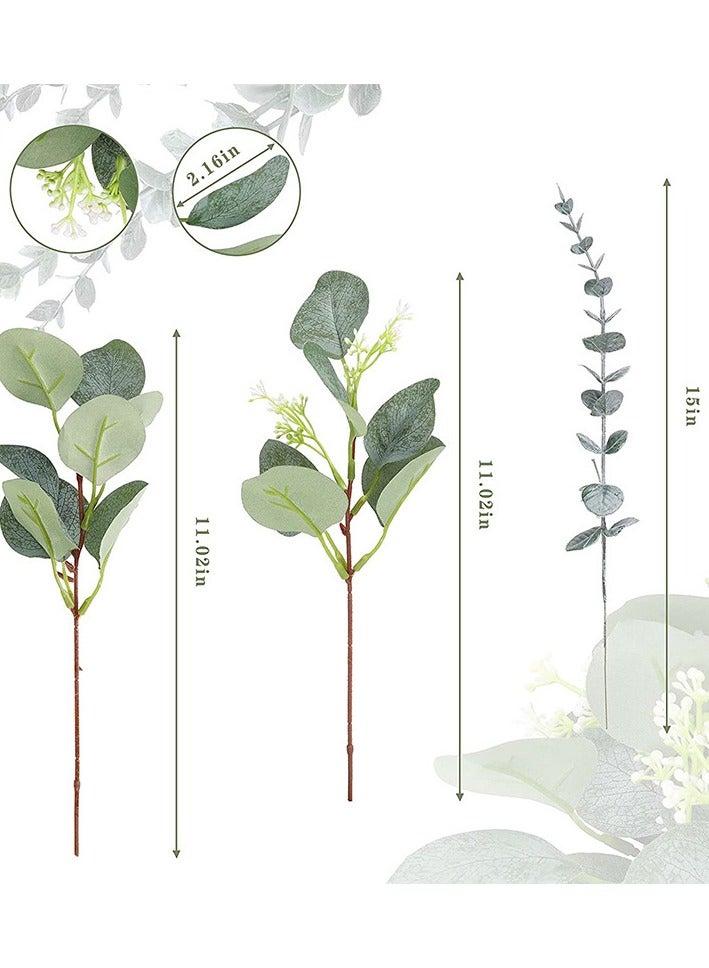 Generic Artificial Eucalyptus Leaves Eucalyptus Leaves Green Fake Silver Dollar Tree Stems Wedding Holiday Green Bouquet Decoration - Image 3