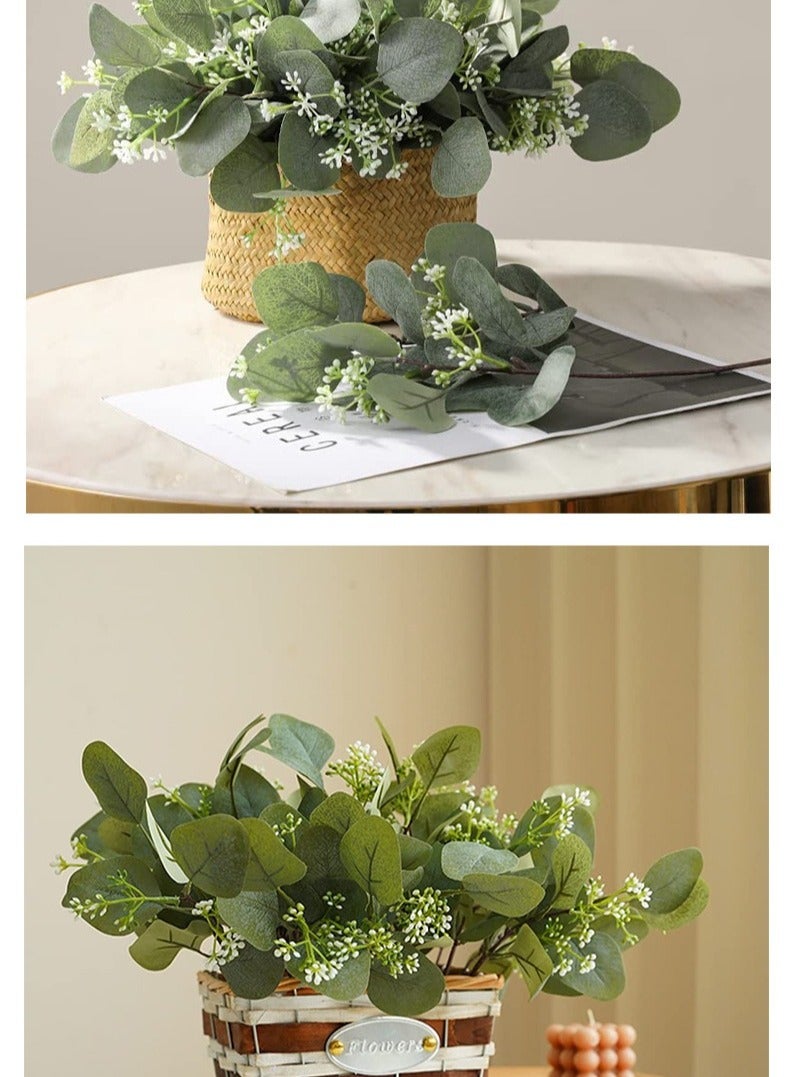 Generic Artificial Eucalyptus Leaves Eucalyptus Leaves Green Fake Silver Dollar Tree Stems Wedding Holiday Green Bouquet Decoration - Image 4