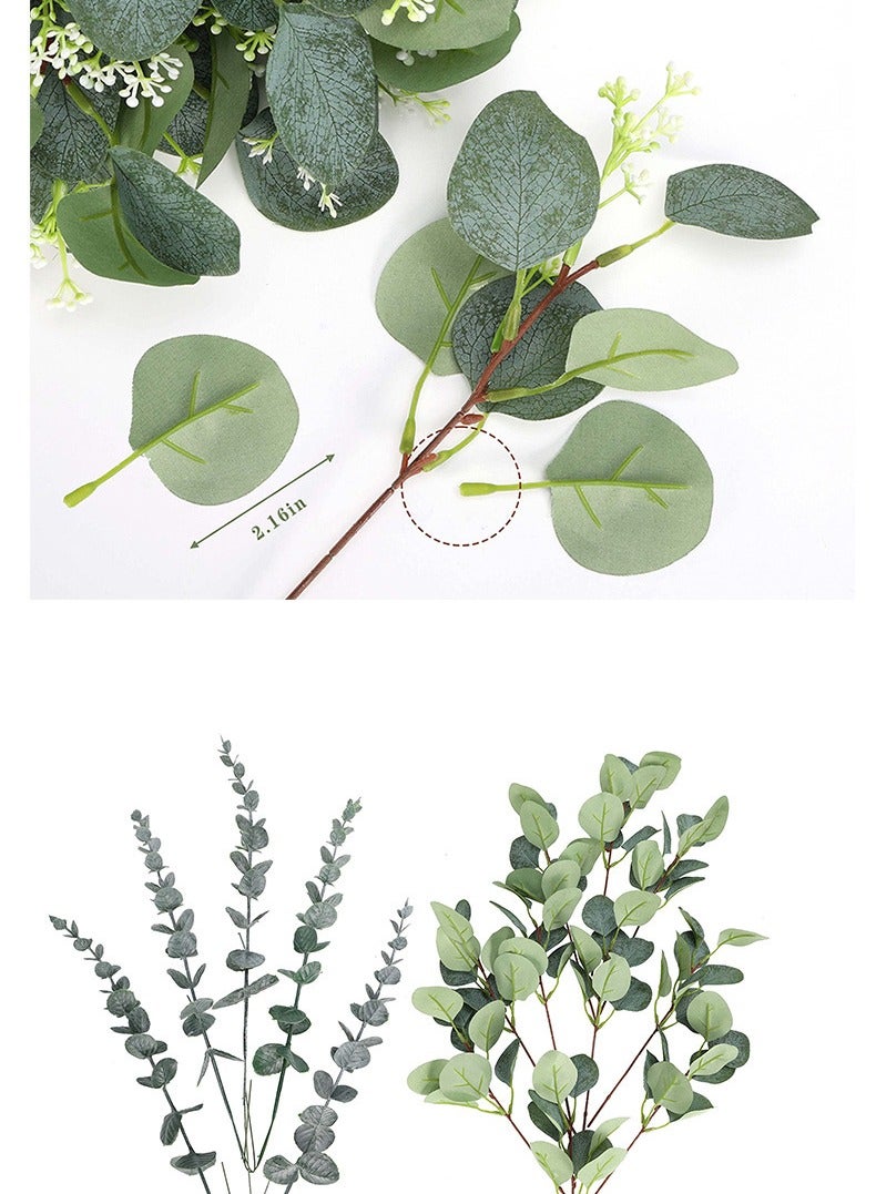 Generic Artificial Eucalyptus Leaves Eucalyptus Leaves Green Fake Silver Dollar Tree Stems Wedding Holiday Green Bouquet Decoration - Image 5