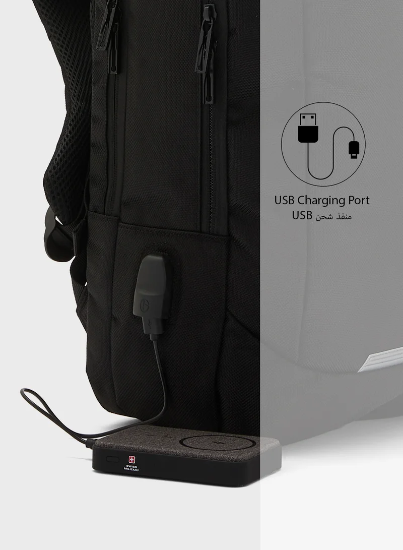 روبرت وود حقيبة ظهر مبطنة بمسند للظهر ومنفذ USB