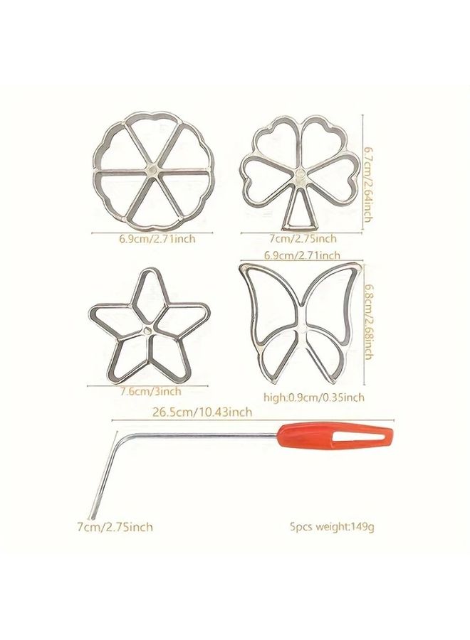 5 Pcs Flower Shaped Cast Iron Mold Set For Bunuelos Rosette Cookies Baking - Image 3
