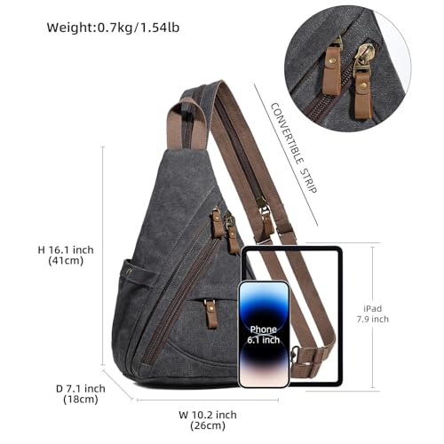 KL928 Canvas Sling Bag - Small Crossbody Backpack Shoulder Casual Daypack Rucksack for Men Women(Large Version) - Image 2