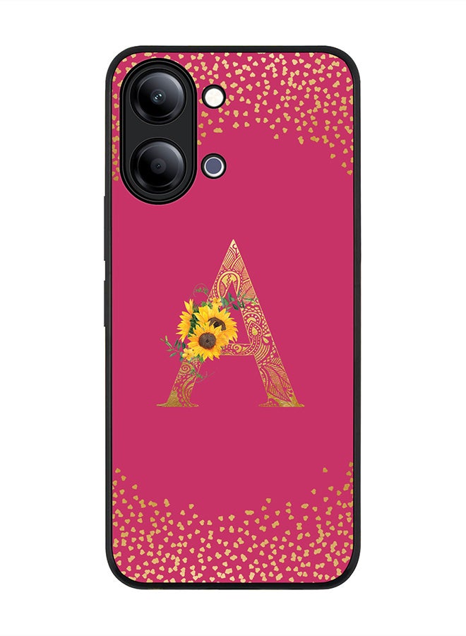 Stylizedd For vivo Y21 / Y11 Case,Slim fit Camera Protection, Shockproof Thin Phone cover  - Custom Floral Monogram - A ( Deep Pink ) - Image 1