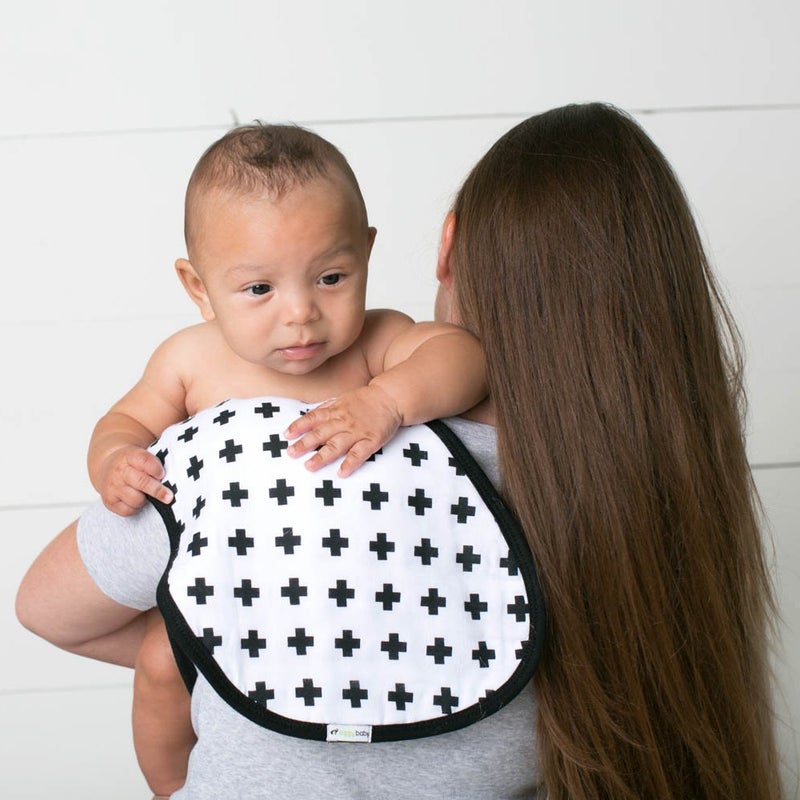 Ziggy Baby مجموعة زيجى بيبي من مناديل التجشؤ القماشية 3 قطع باللونين الأسود والأبيض - Image 5