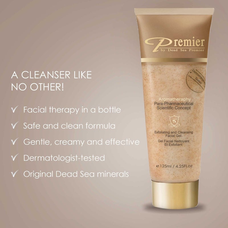 Premier Dead Sea Classic Para-Pharmaceutical Exfoliating Cleansing, Micro Grains Face Facial Gel Cleanser scrub Contains Dead Sea Minerals, non drying, Aromatherapy Scientific Concept 4.25Fl oz (X1) - Image 2