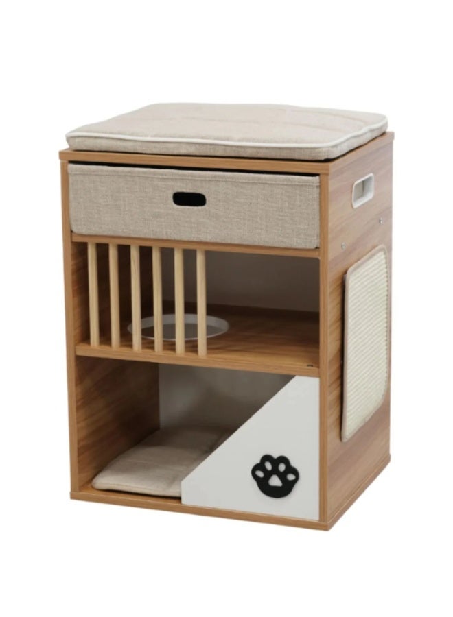 Catry Bedside Box Cat House With Scratcher - 48x38x65cm