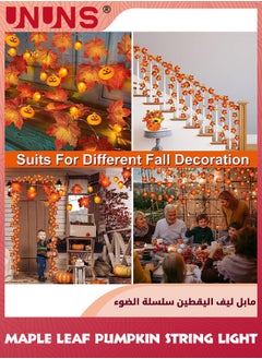 UNUNS Maple Leaf String Light,Maple Leaves Fairy Lights,2 Meter 10 LED Fall Decor Lights With 2 Modes,Battery Operated,Thanksgiving Halloween Autumn Harvest Garden Home Room Decor Light  - Image 3