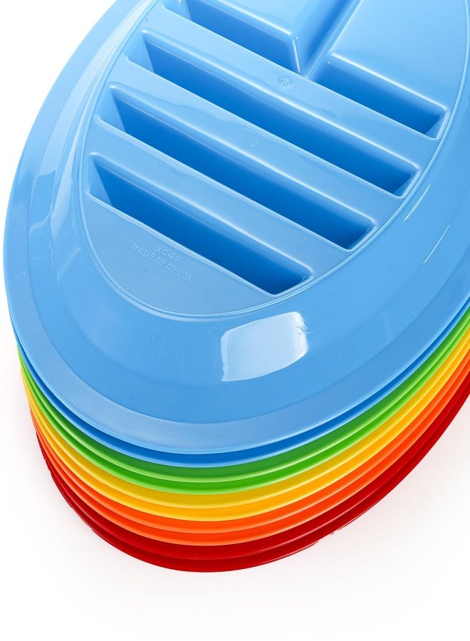 Bekith 10 Pack Plastic Taco Plates for Party, Large Taco Holder with 2 Dipping Areas, Colorful Taco Trays for Taco Night, Taco Tuesday, Stand Up Divider for 3 Tacos, BPA Free, Dishwasher Safe - Image 3