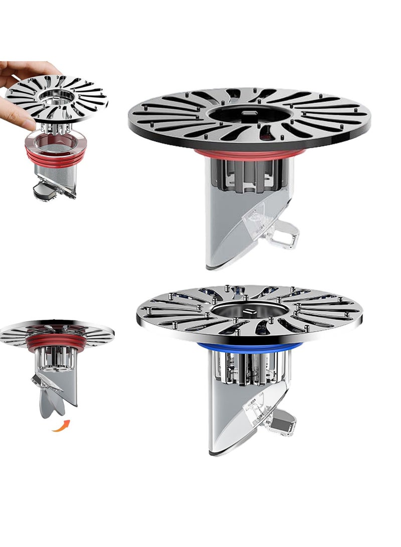 Excefore غطاء صرف الأرضيات، مضاد للرائحة لصرف الأرضيات، تصريف جاذبية جديد وفلتر مزيل للرائحة، بدون مزيل رائحة فلتر، مضاد للاحتقان للتدفق المعاكس، لاستبدال سدادة حوض الحمام (مجموعة كبيرة رمادية) - Image 1