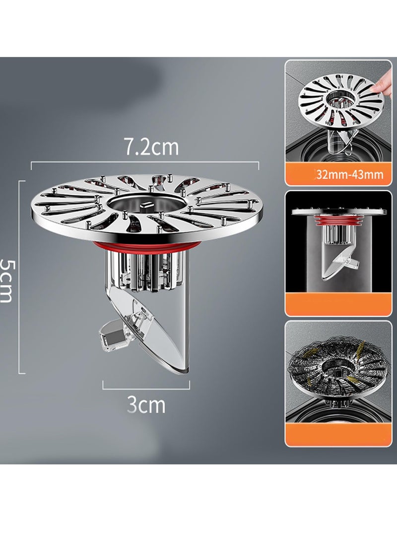 Excefore غطاء صرف الأرضيات، مضاد للرائحة لصرف الأرضيات، تصريف جاذبية جديد وفلتر مزيل للرائحة، بدون مزيل رائحة فلتر، مضاد للاحتقان للتدفق المعاكس، لاستبدال سدادة حوض الحمام (مجموعة كبيرة رمادية) - Image 2
