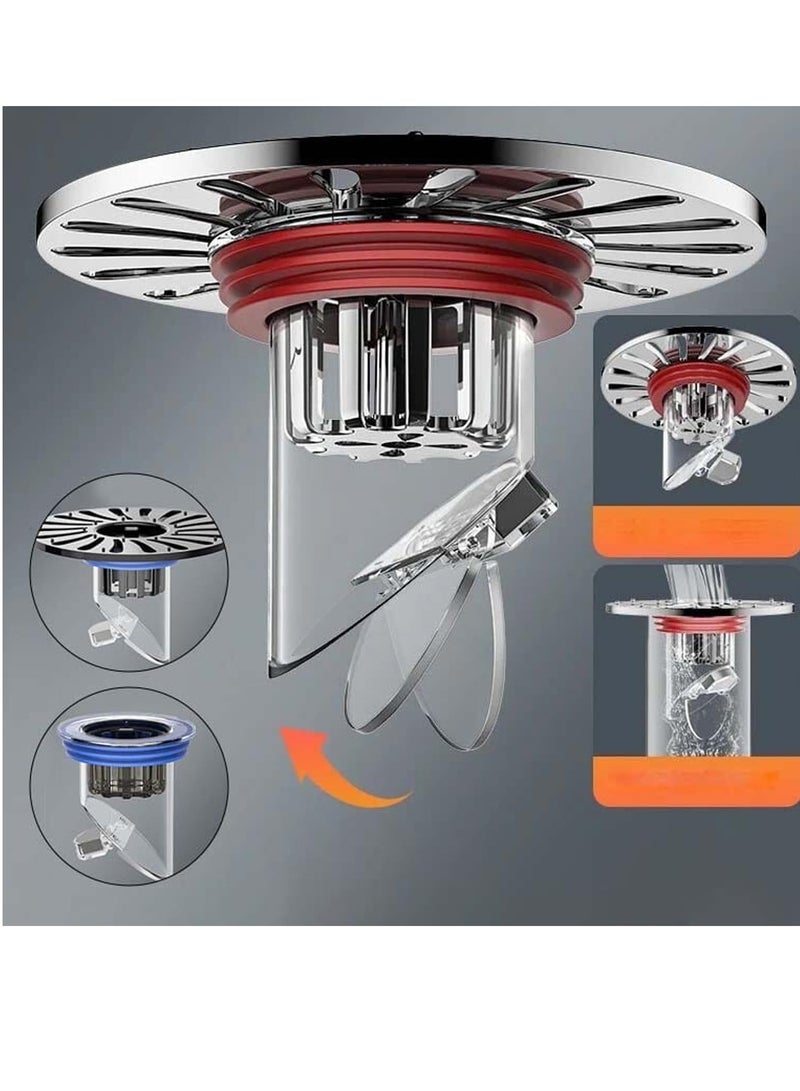 Excefore غطاء صرف الأرضيات، مضاد للرائحة لصرف الأرضيات، تصريف جاذبية جديد وفلتر مزيل للرائحة، بدون مزيل رائحة فلتر، مضاد للاحتقان للتدفق المعاكس، لاستبدال سدادة حوض الحمام (مجموعة كبيرة رمادية) - Image 3