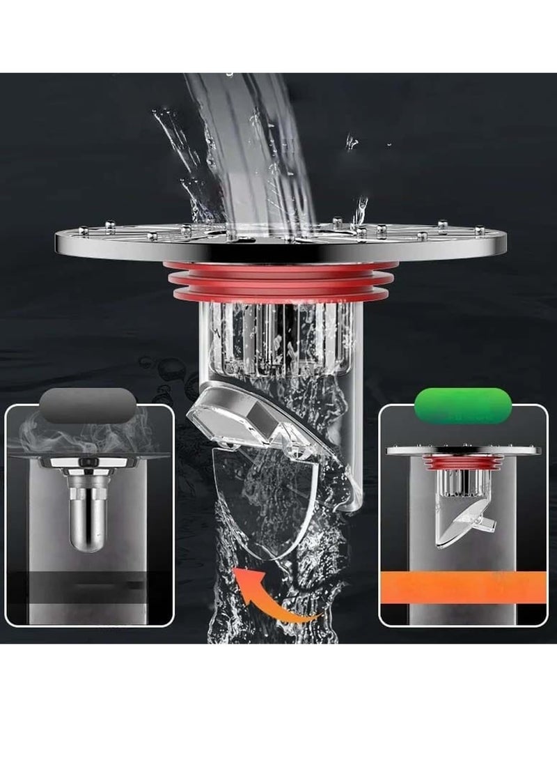 Excefore غطاء صرف الأرضيات، مضاد للرائحة لصرف الأرضيات، تصريف جاذبية جديد وفلتر مزيل للرائحة، بدون مزيل رائحة فلتر، مضاد للاحتقان للتدفق المعاكس، لاستبدال سدادة حوض الحمام (مجموعة كبيرة رمادية) - Image 4