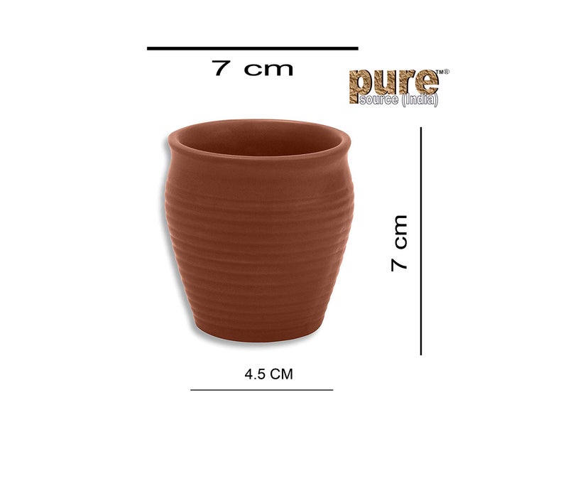 Pure Source India Ceramic Tea/Coffee Cup - 8 Pieces, Brown, 150 ml - Image 3