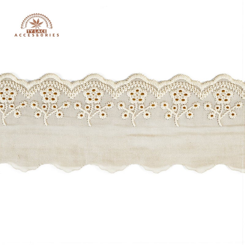 Cotton Embroidery Lace Trim 6cm Wide Soft Fabric Edge For Sewing Clothing Craft - Image 2
