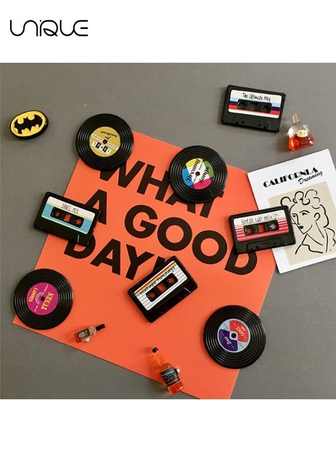 8 Pcs Vinyl Record Fridge Magnet - Music Refrigerator Magnets - Strong Magnetic Sticker Decor for Crafts/Kitchen/Office Whiteboard/Cabinet (Record)