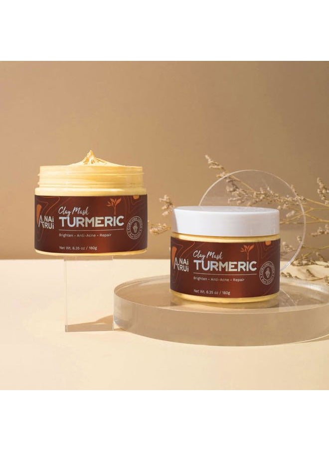 ANAI RUI - Turmeric Clay Mask, Vitamin C Facial Mask with Turmeric & Kaolin Clay, Cleasning Mask for Acne, Pores, Radiant & Smooth Skin, 6.35 oz - Image 1