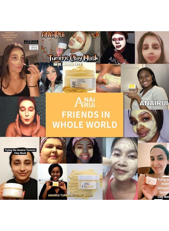 ANAI RUI - Turmeric Clay Mask, Vitamin C Facial Mask with Turmeric & Kaolin Clay, Cleasning Mask for Acne, Pores, Radiant & Smooth Skin, 6.35 oz - Image 1