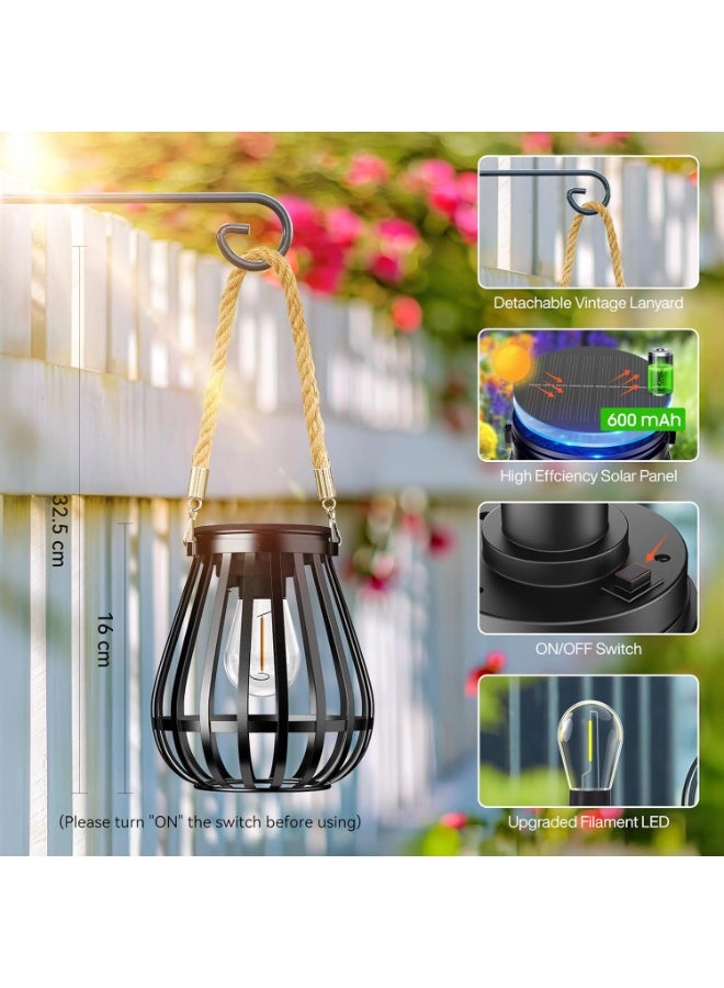 Zarmanuae Solar Lanterns Outdoor, 2 Pack Halloween Christmas Metal Hanging Lanterns Waterproof, Garden Decor Patio Solar Lights, for Ramadan, Eid al Fitr, and Various Festivals Decorationion - Image 2